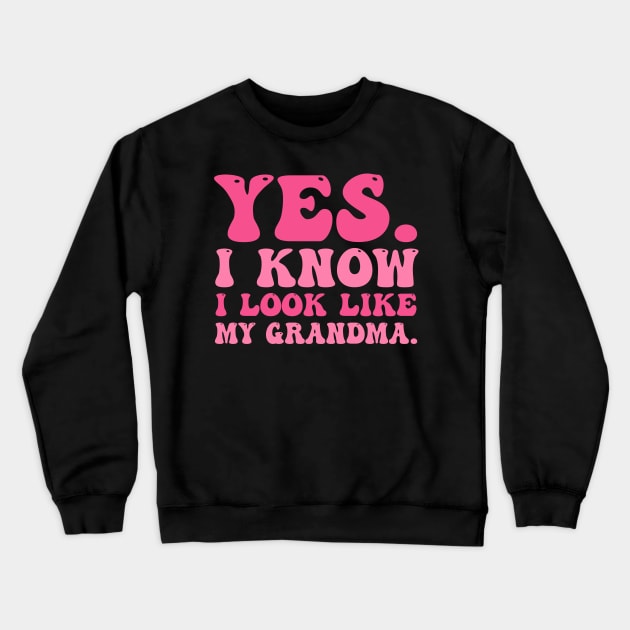 Yes I Know I Look Like My Grandma Breast Cancer Awareness Crewneck Sweatshirt by cyberpunk art